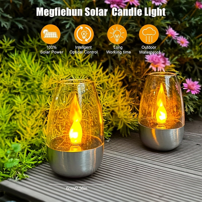 6/4pcs Flameless Flickering Candles | Outdoor Waterproof Solar Lights, IP44/IP65 Waterproof, LED Decorative Candlelight Suitable for Party, Wedding, Bar, Home Decor, Dinner, Outdoor Picnic, Christmas Decorative Lights, Candle