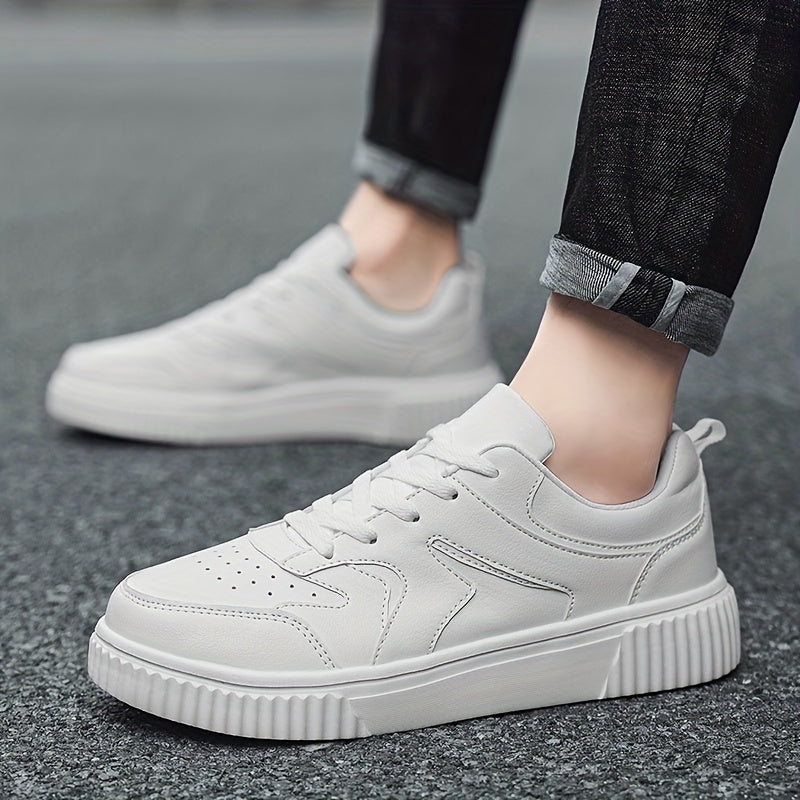 Durable Men's Skate Sneakers - Comfortable Mesh Lining, EVA Grip, Lace-Up, Solid Style & Versatile Sports Use