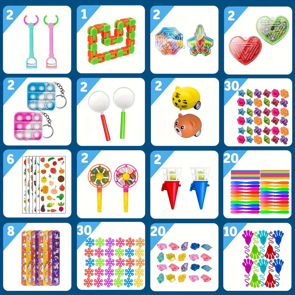 600 PCS Sensory Fidget Party Toys Pack Balls, Rainbow Springs, Wacky Tracks, And More  With Random Colors -