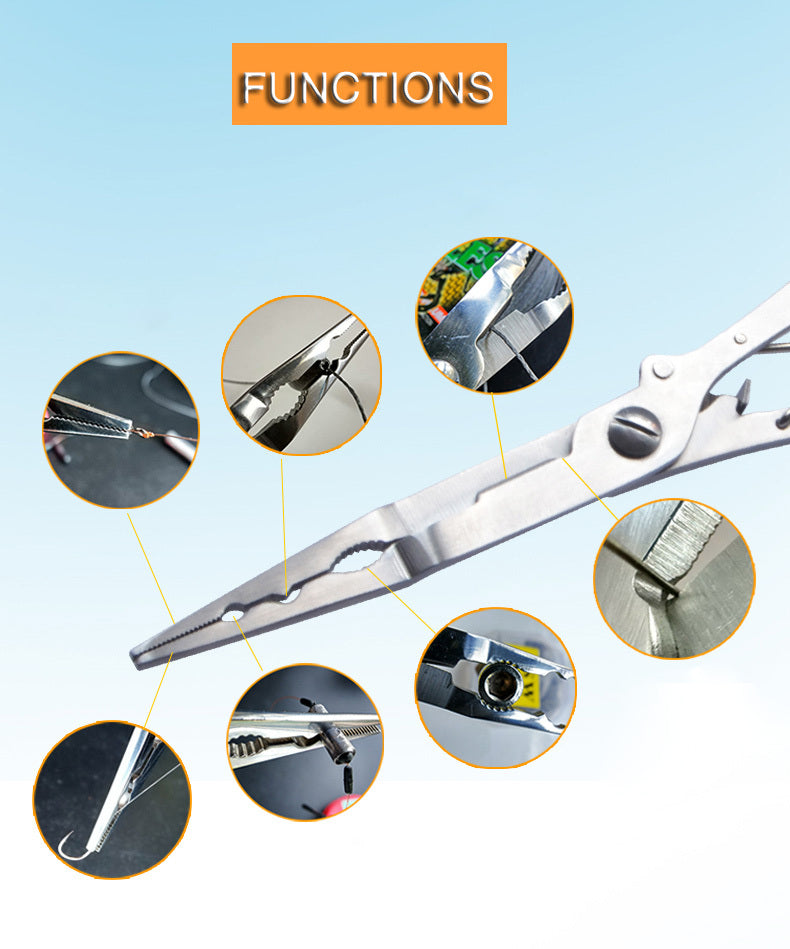 Saltwater Resistant Fishing Pliers with Split Ring Hook Removers, Lanyard & Sheath - Essential Fishing Gear Accessories for Easy Tackle Management