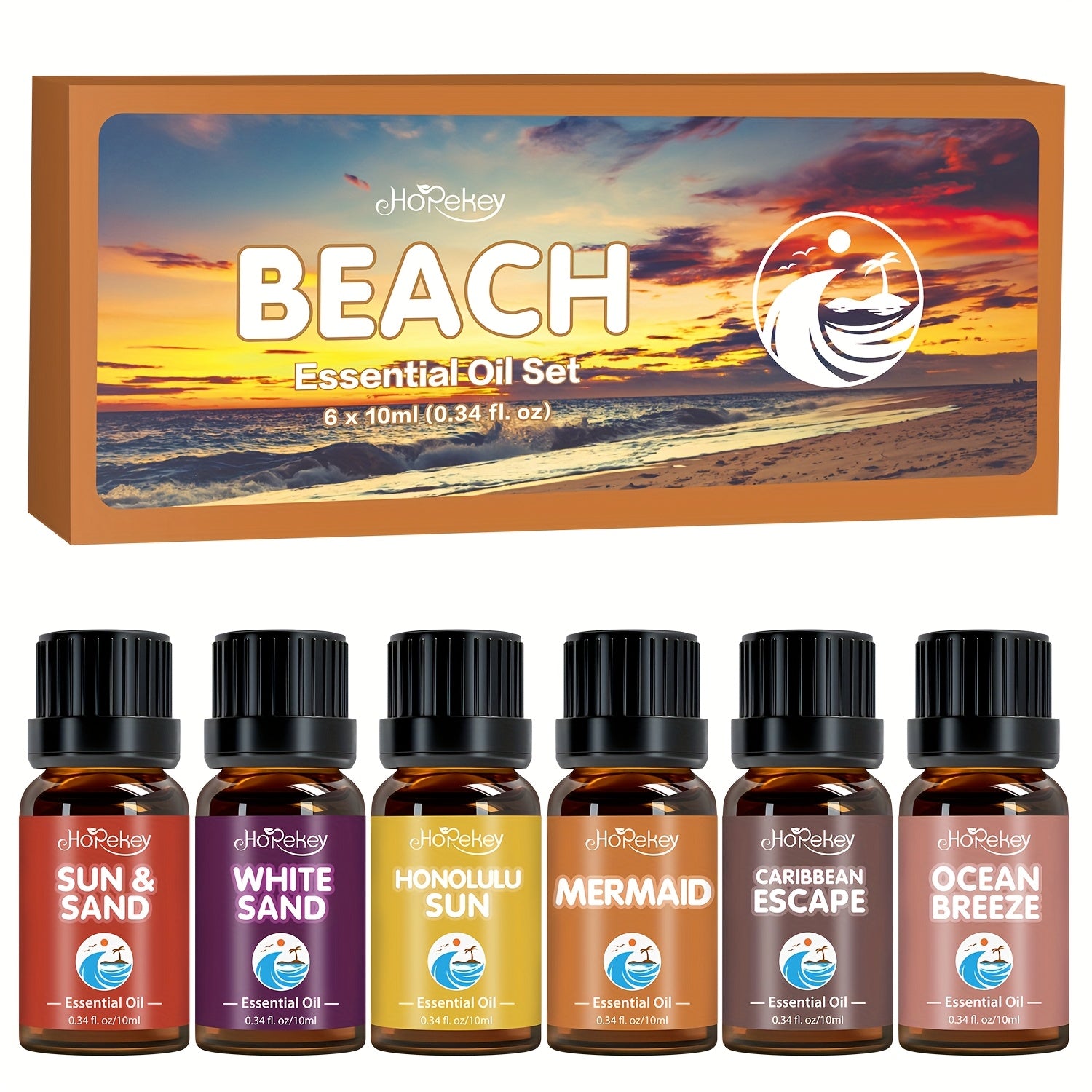 6/12pcs Beach/ Wooden/ Hotel Essential Oil Set - Coconut Tree Shadows, Sunny Beach, Shell, | Sandalwood/ Cedar/ Cypress| for Humidifier, Diffuser, Candles, Car Air Freshener, Soap, Hotel Scents Fragrance Oil - Romantic Valent