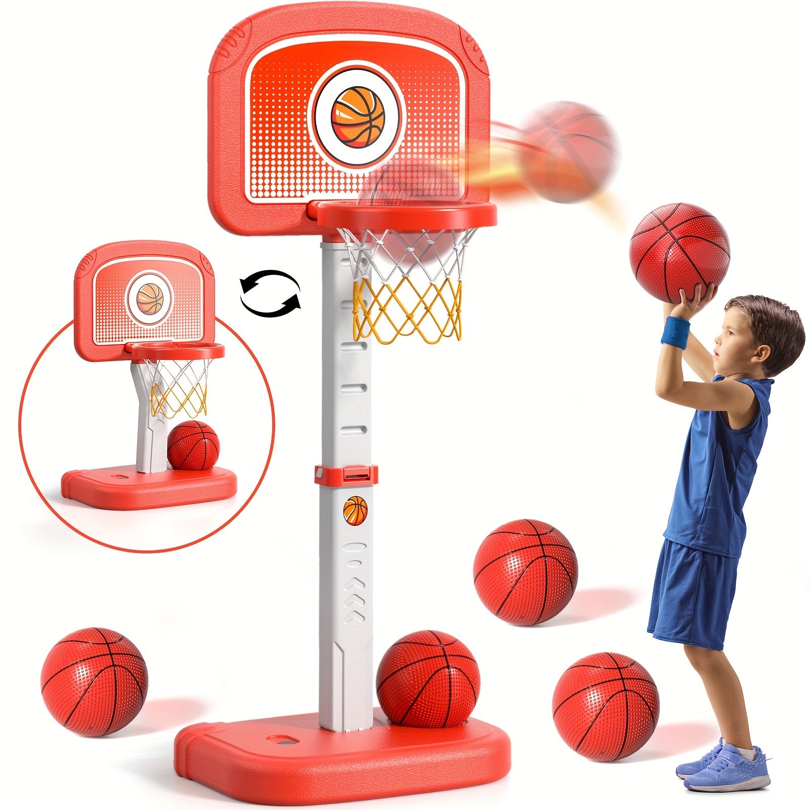 Swimming Pool Basketball Hoop Outdoor Toys with 4 Balls, Basketball Hoop Indoor Outdoor Toys Gifts for 3 4 5 6 7 8-12 Year Olds Boys Kids