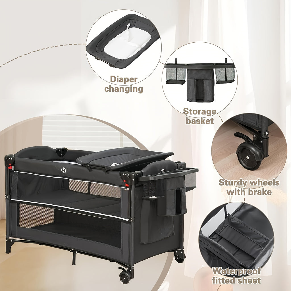 5 in 1 Baby Bassinet Beside Sleeper, Pack and Play Bassinet, Beside Sleeper