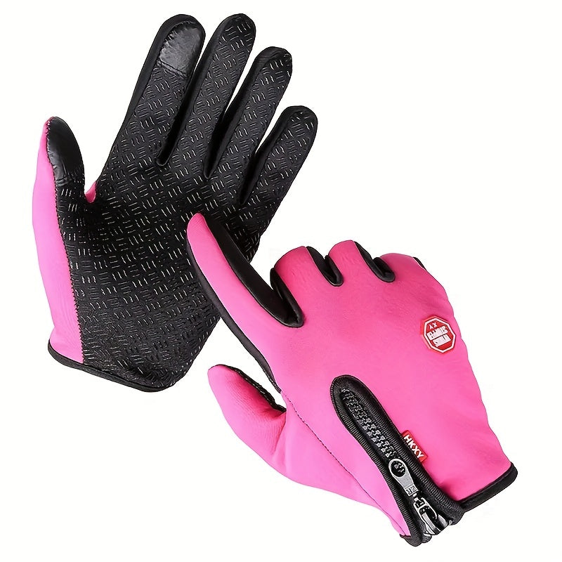 Thermal Gloves, Thermal Gloves For Men And Women With Touch Screen Function, Silicone Non-Slip For Palm, Sports Thermal Gloves For Autumn Winter, Windshield Rainproof Thermal Gloves