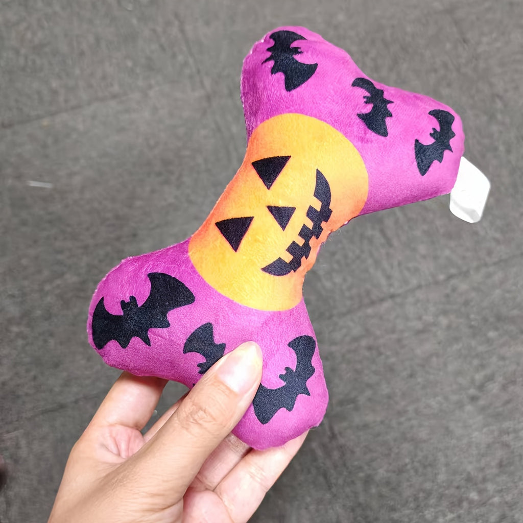 Halloween-Themed Squeaky Dog Bone Toy -
