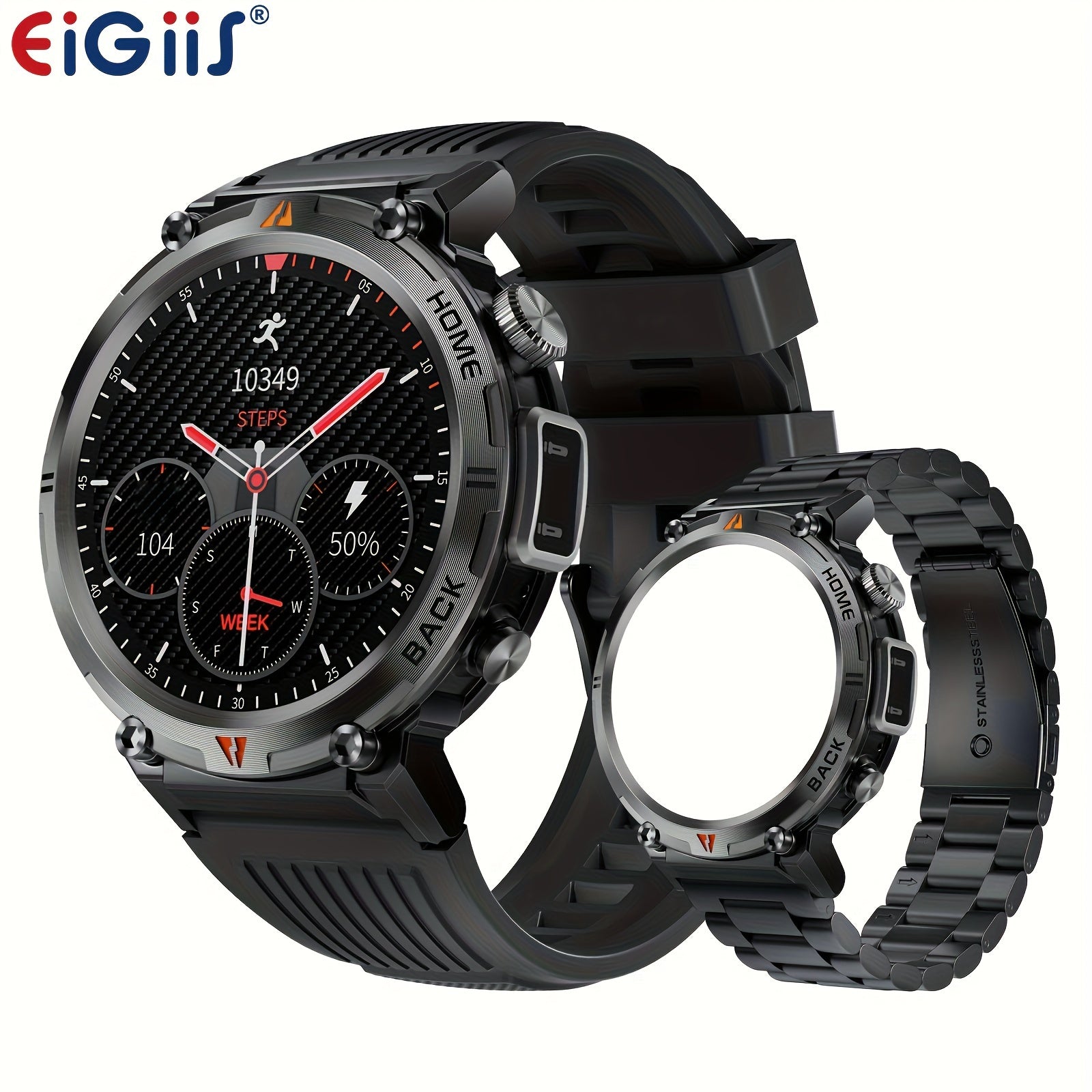 EIGIIS Men'S Outdoor Sports Watch with IPX8 (3ATM) Flashlight,