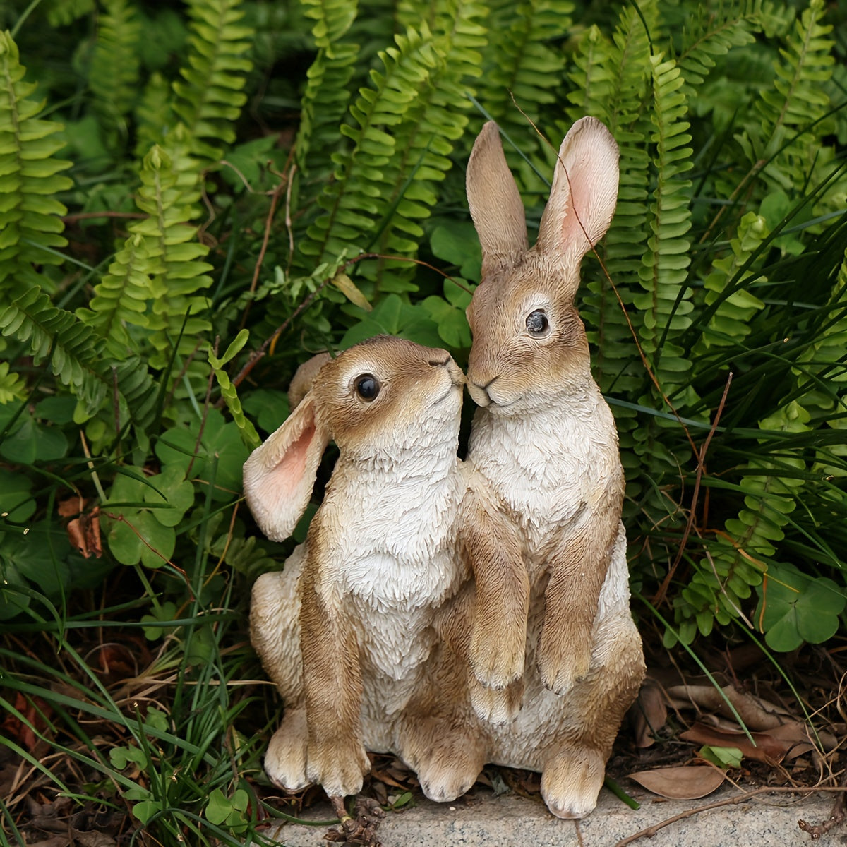 A Couple of Decorative Rabbit Figurines for Garden, Patio, Or Balcony Landscaping.