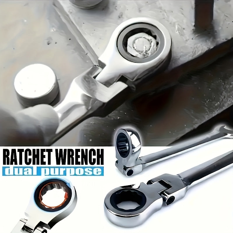 8pcs Ratchet Wrench Set | 72 Teeth 180° Flexible Head | CR-V Chrome Vanadium Steel Rust-Resistant and Durable | Includes Drawstring Bag for Storage | Suitable for Automotive/Home DIY Repair