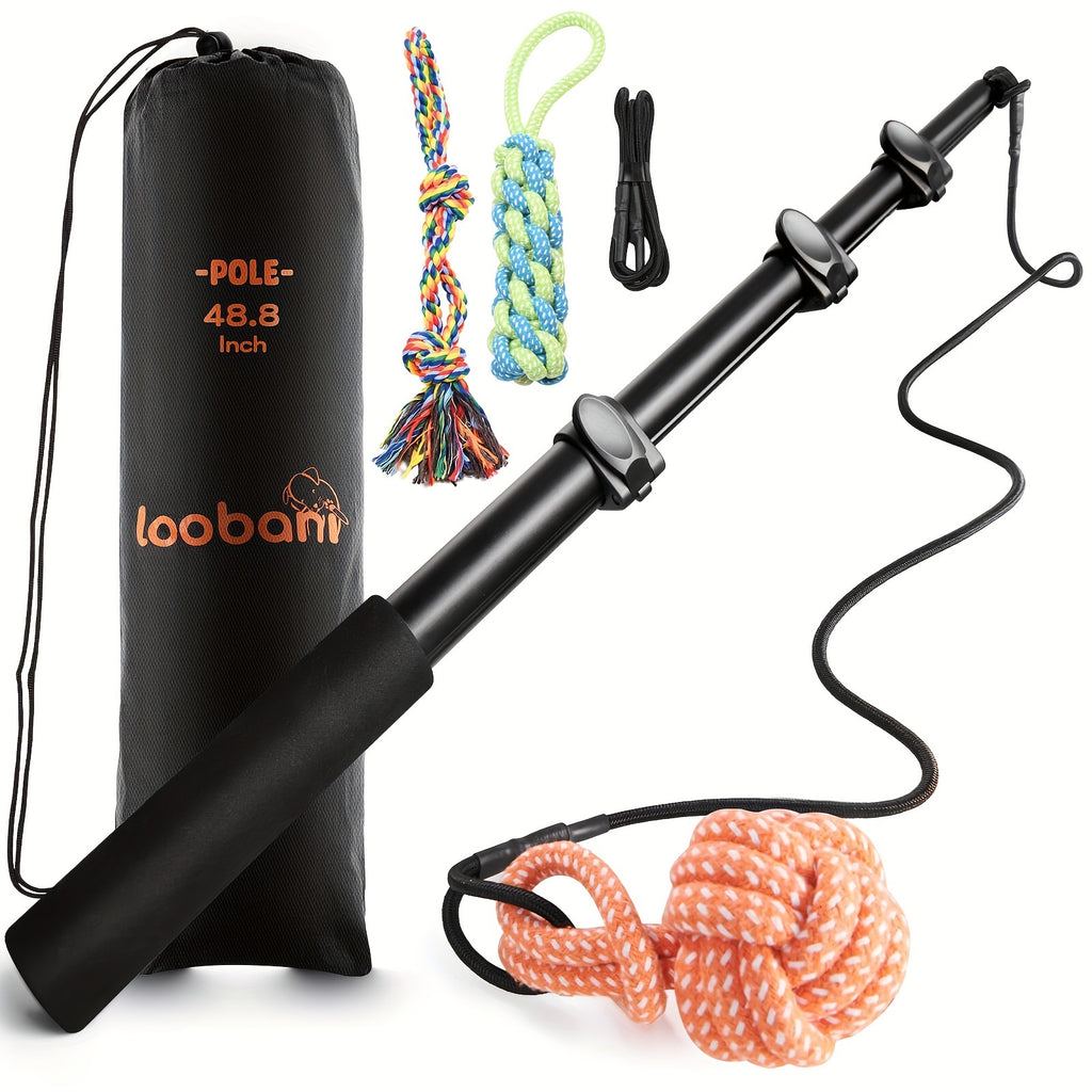 Flirt Pole For Dogs Interactive Dog Toys For Large Medium Small Dogs Chase And Tug Of War, Dog Teaser Wand With Lure Chewing Toy For Outdoor Exercise & Training (Pole-48.8inch)