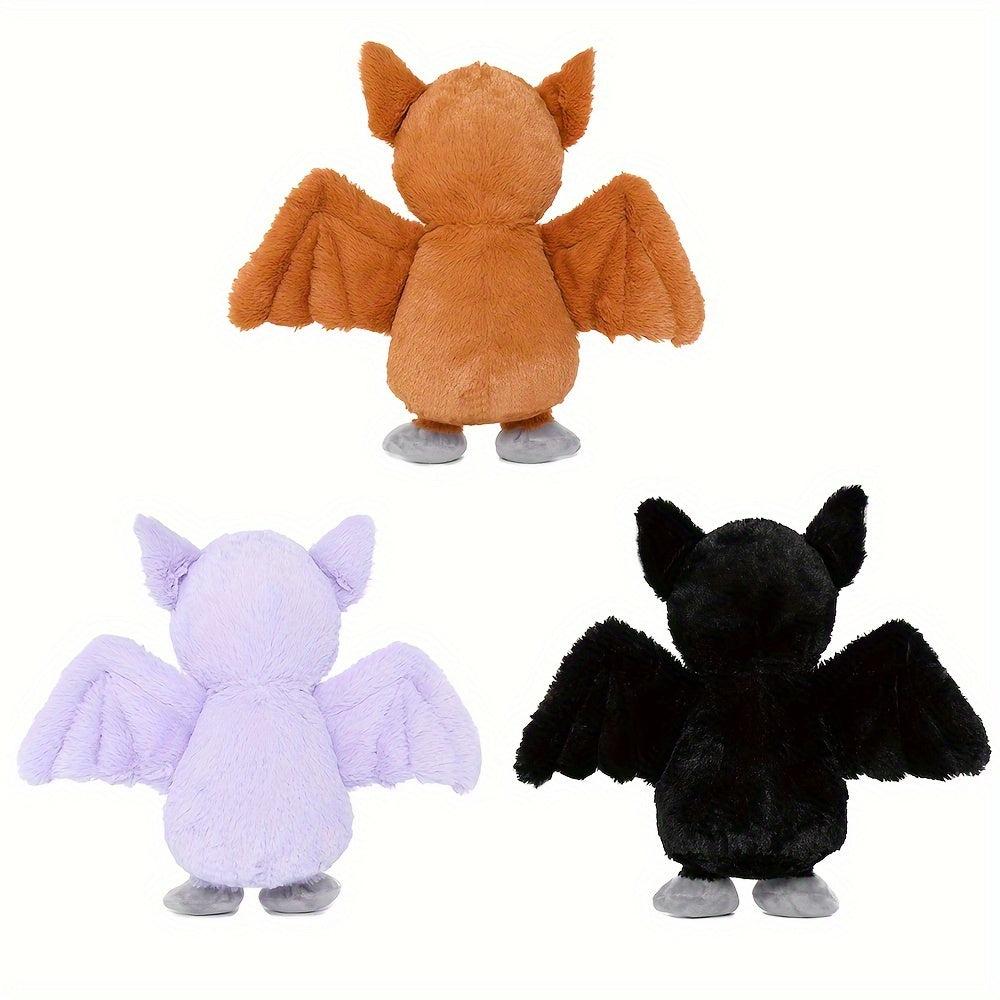 3 Pack Stuffed Bat Plush Toys - 14 Inches Goth Halloween Stuffed Animals - Soft Furry Gifts for Kids, Black/ Brown/ Purple