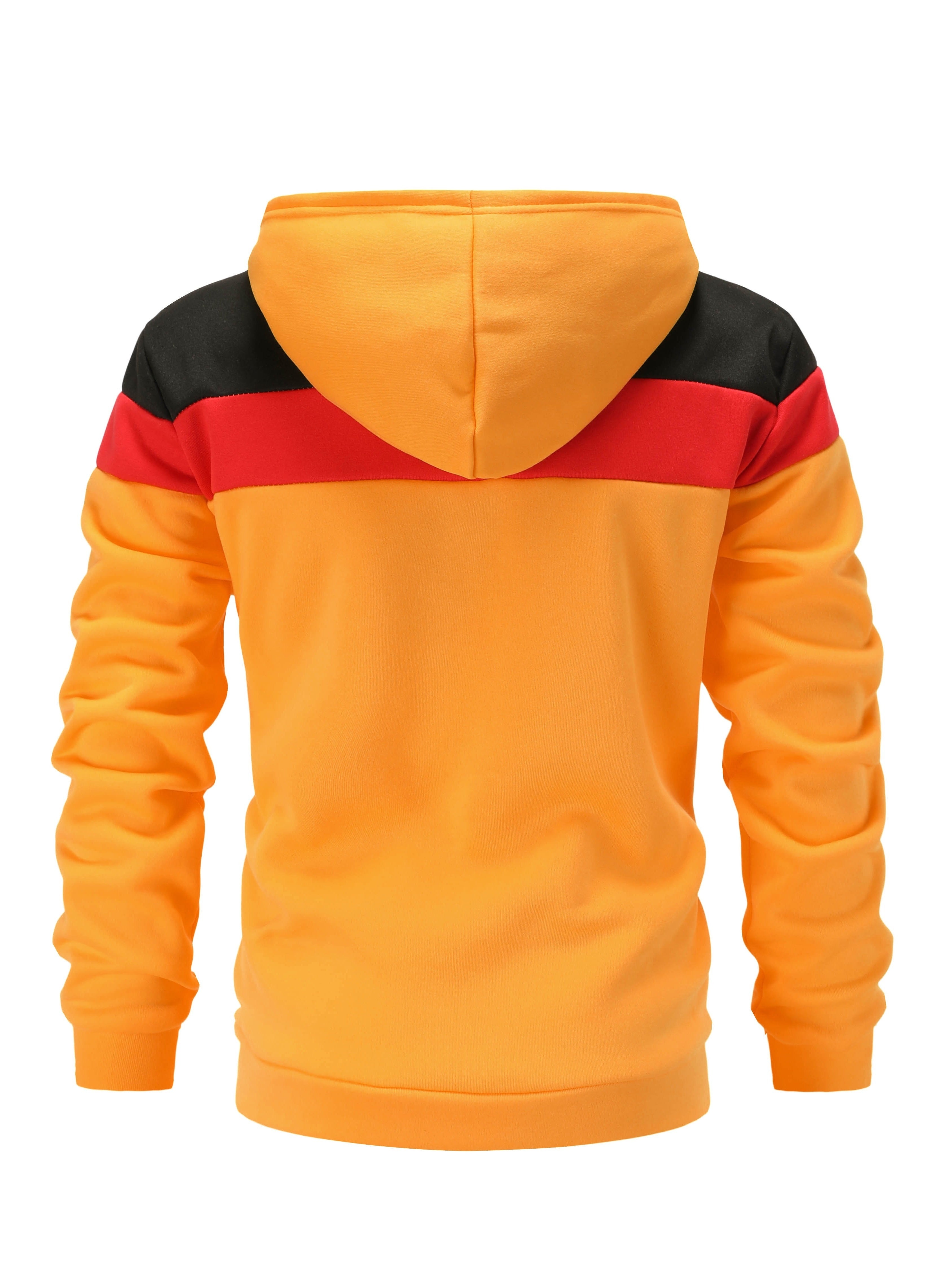 Men'S Casual Hooded Sweatshirt, Solid Color Zip-Up Pullover, Long Sleeve Polyester Knit Fabric, Regular Fit with Slight Stretch, 160gsm - Autumn/Winter Fashion