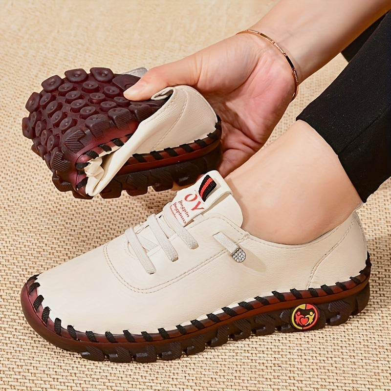 Women's / Round-Toe Flat Shoes with Spoils Accent - Casual Comfortable All-Season Sneakers, PVC Sole & Soft, Breathable for Square Dance, Casual Attire -  Upper (North America/Europe Style)