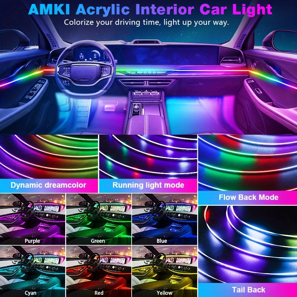 10-in-1 Rainbow Universal Style Colorful RGB Symphony Car Ambient Interior LED