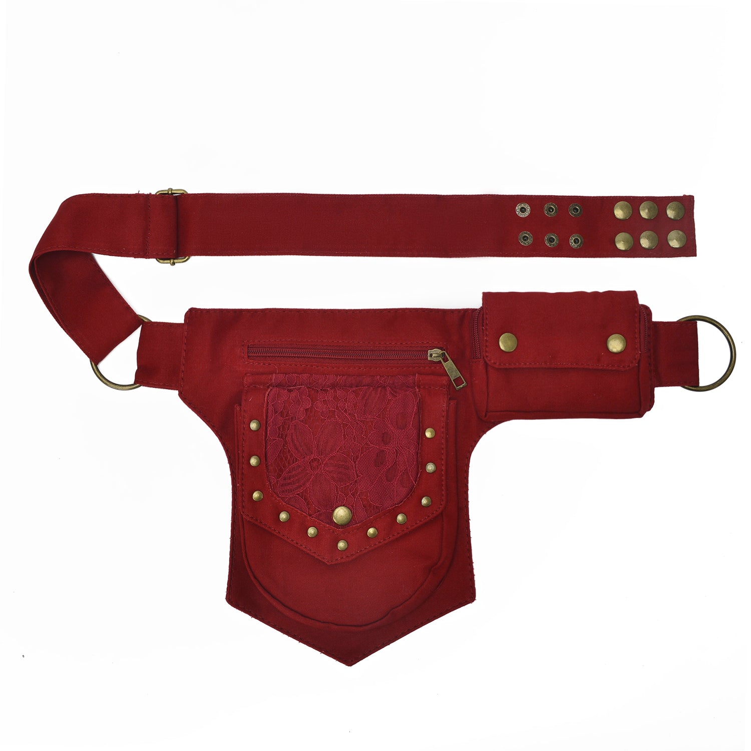 Gothic Thigh Drop Leg Bag, Studded Decor Fabric Waist Bag, Lightweight Outdoor Travel Phone Purse Bum Bag Fanny Pack