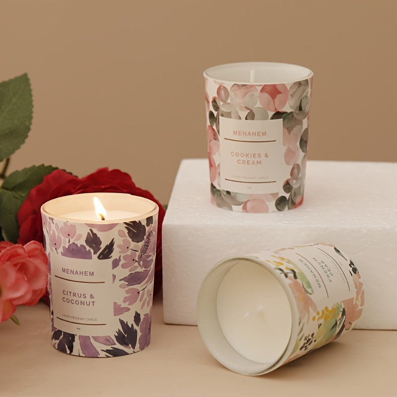 2pcs 2025 New Creative Flower Series Candles, Smokeless Fragrance Soy Wax Bedroom Home Essential Oil Candles Fragrance Air, Home Decoration, Cute. Christmas, New Year, Valentine's Day, Birthdays And Other Holiday Souvenirs,