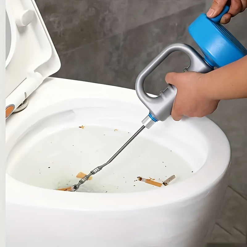1pc Hand-Operated Pipe Dredger - Unclog Drains, Toilets, and Kitchens with Spring-Loaded Steel Wire - Effective Sewer Cleaning Tool for Home and Commercial Use