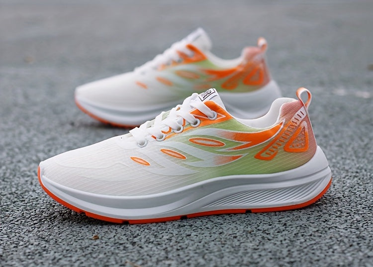 Men'S Fashion Sneakers - Breathable Mesh Upper, Non-Slip Rubber Sole, EVA Insole, Round Toe, Lace-Up Closure, Striped Pattern, Casual Sports Shoes for Spring, Summer, Fall