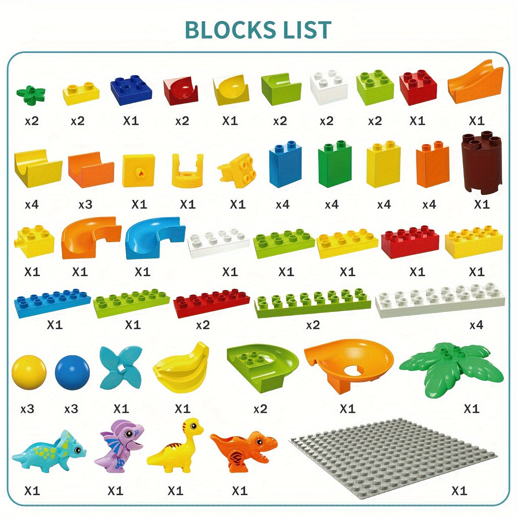 Burgkidz Marble Racetrack Building Blocks Dinosaur Toys: Stem Ball Racetrack For Boys And Girls, With Functional Dinosaur Building Blocks, Marble Maze Game Toy Christmas Halloween Gifts