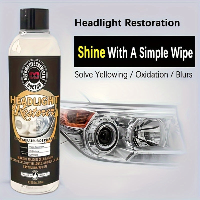 Car Headlight Restoration Fluid Automotive Headlight Oxidation Yellowing Scratches Blurring Enhancement Crystal Plating Coating Refurbishment Agent 8.45oz