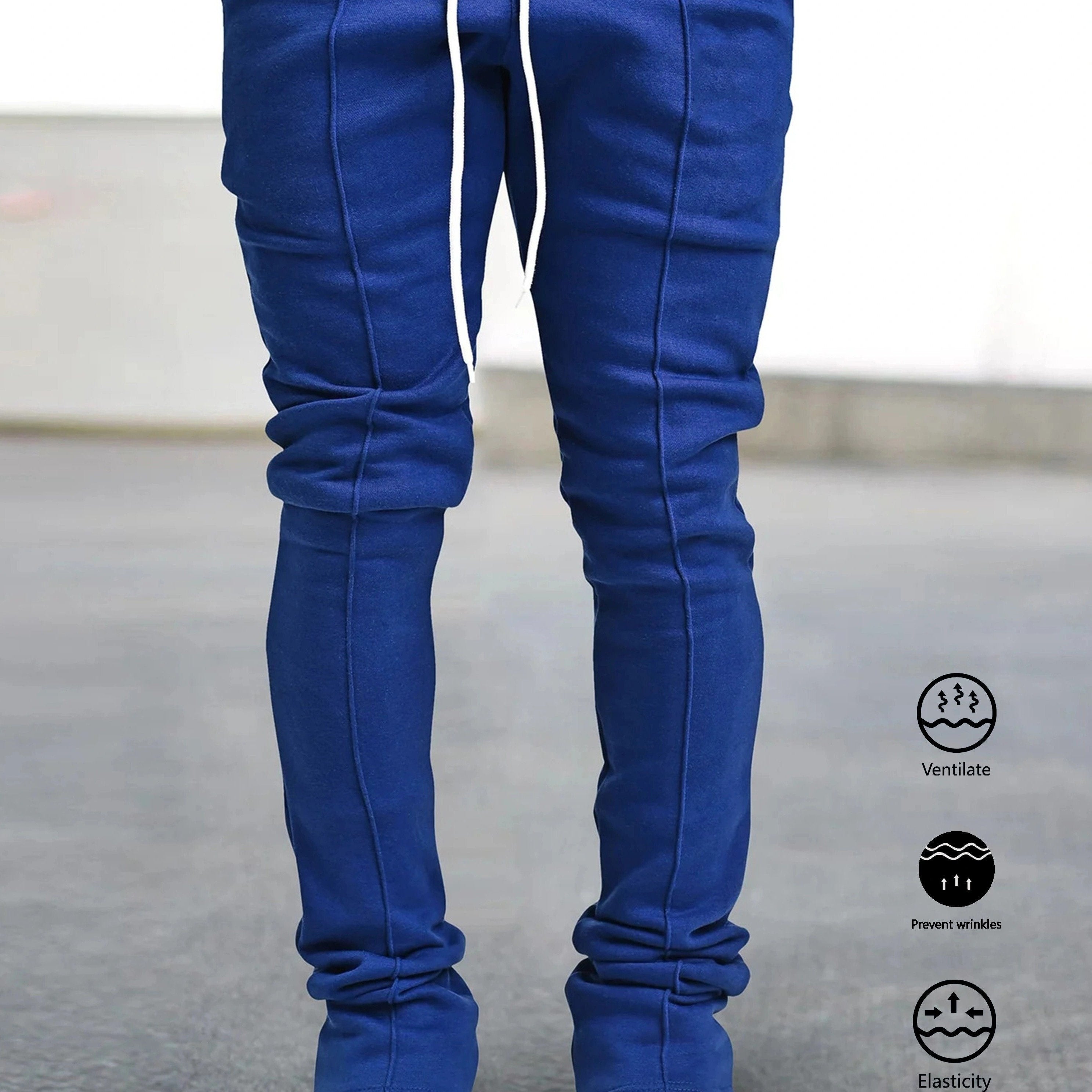 The Hottest Anti-Wrinkle Micro-Elastic Comfortable And Breathable Men'S Casual Trousers Front Mid-Flare Men'S Trousers Jogging Sports Trousers Trendy Trousers Rock Hip-Hop Trousers