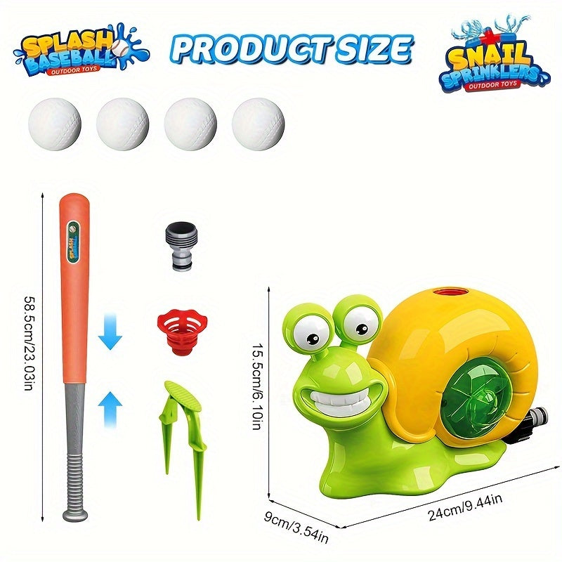2 In1 Water Sprinkler Baseball Toy Snail Sprinkler Ball Set With 2 Sprinkler Heads Outdoor Backyard Spray Play Water Toys
