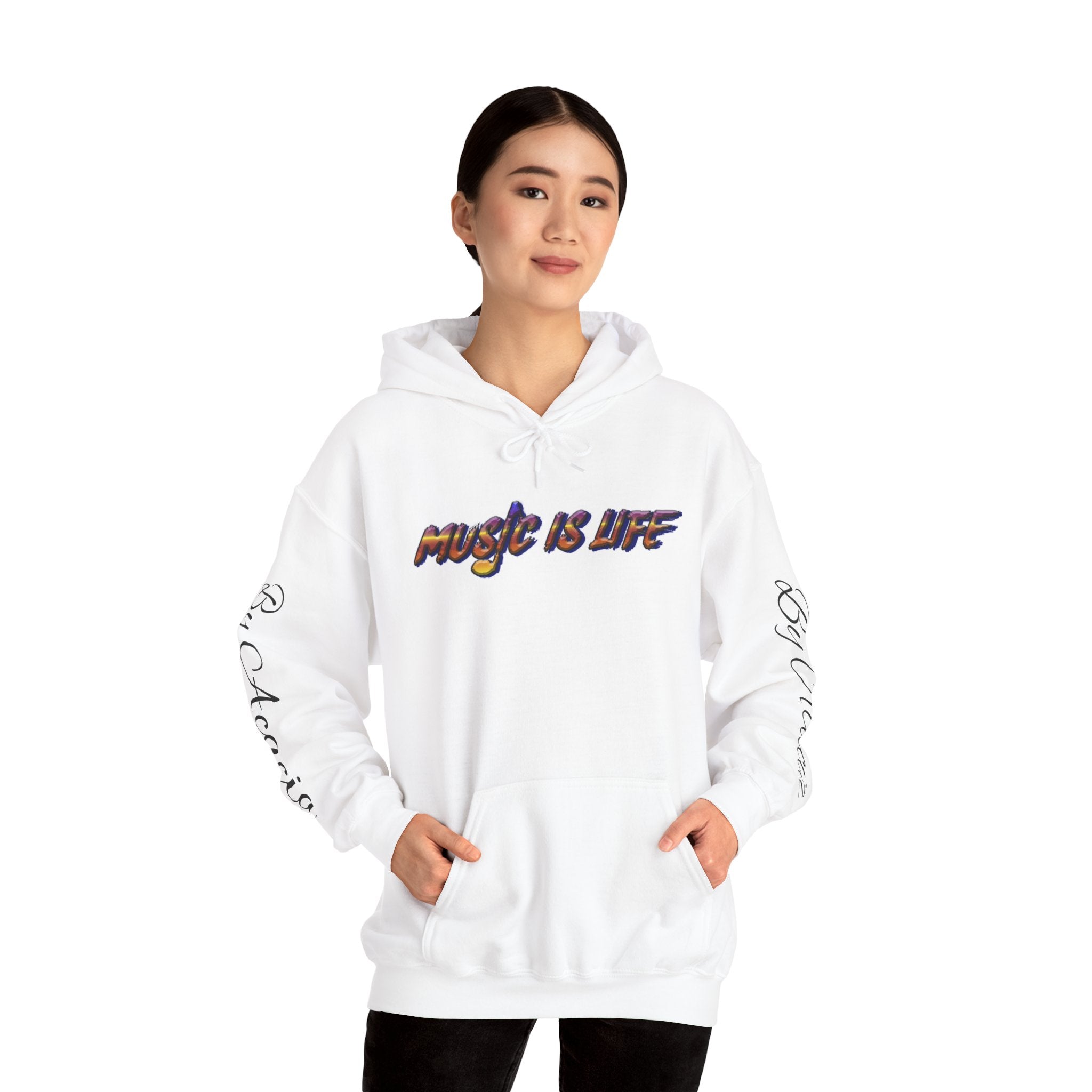 Music Is Life Hoodie — Colorful Watercolor Note Graphic Pullover