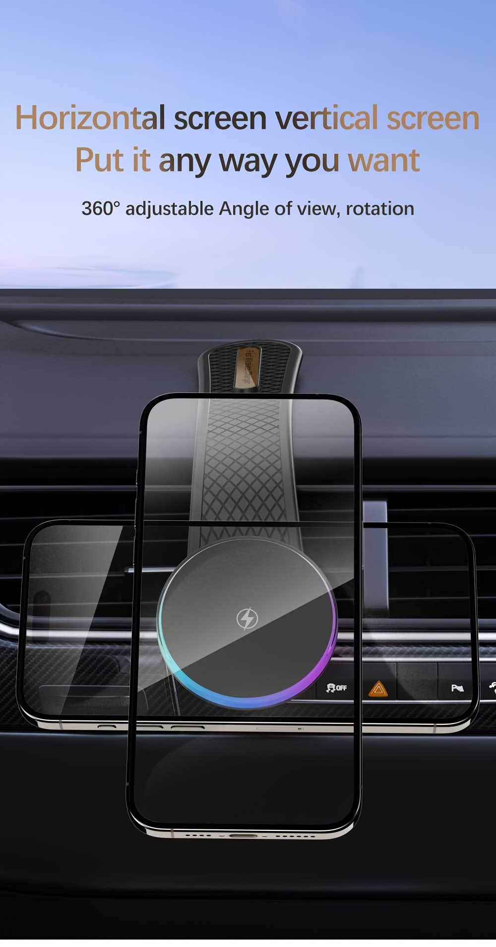 1pc 15W Premium Car-mounted Folding Wireless Charger Magnetic Suction