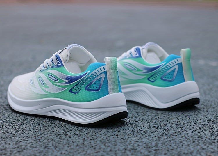 Men'S Fashion Sneakers - Breathable Mesh Upper, Non-Slip Rubber Sole, EVA Insole, Round Toe, Lace-Up Closure, Striped Pattern, Casual Sports Shoes for Spring, Summer, Fall