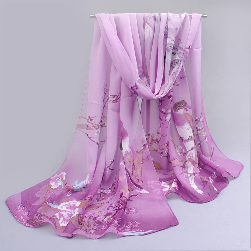 Elegant Thin Chiffon Scarf |, Animal Print, Breathable, Windproof, Decorative, Suitable for Weekend Casual, Machine Washable