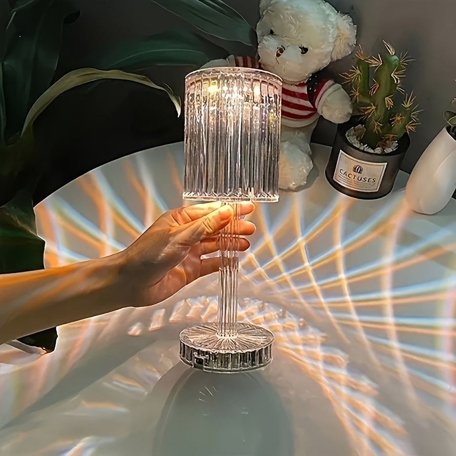 [Touch Control] Elegant Crystal Touch Control Bedside Lamp | Adjustable LED Light | Crystal | Dimmable, USB Charging, Rechargeable Battery | Indoor Decor | Modern | Adjustable Light