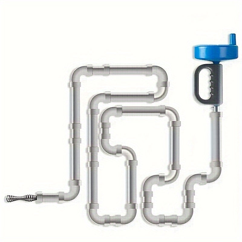 1pc Hand-Operated Pipe Dredger - Unclog Drains, Toilets, and Kitchens with Spring-Loaded Steel Wire - Effective Sewer Cleaning Tool for Home and Commercial Use