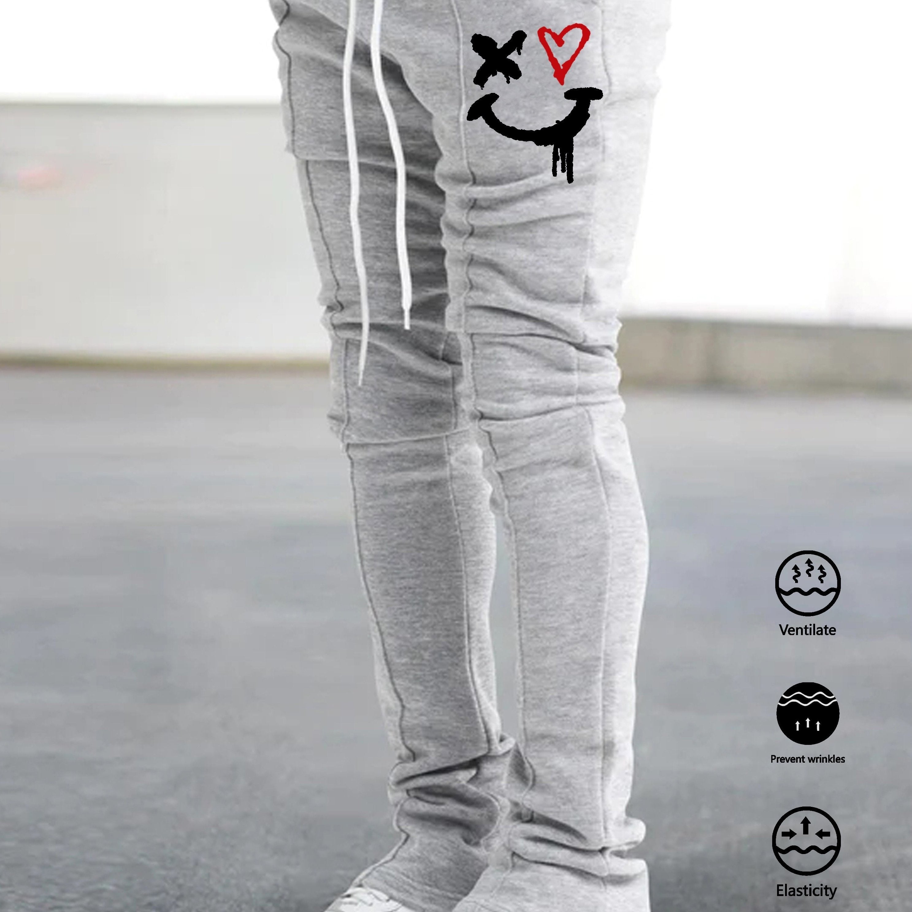 The Hottest Anti-Wrinkle Micro-Elastic Comfortable And Breathable Men'S Casual Trousers Front Mid-Flare Men'S Trousers Jogging Sports Trousers Trendy Trousers Rock Hip-Hop Trousers