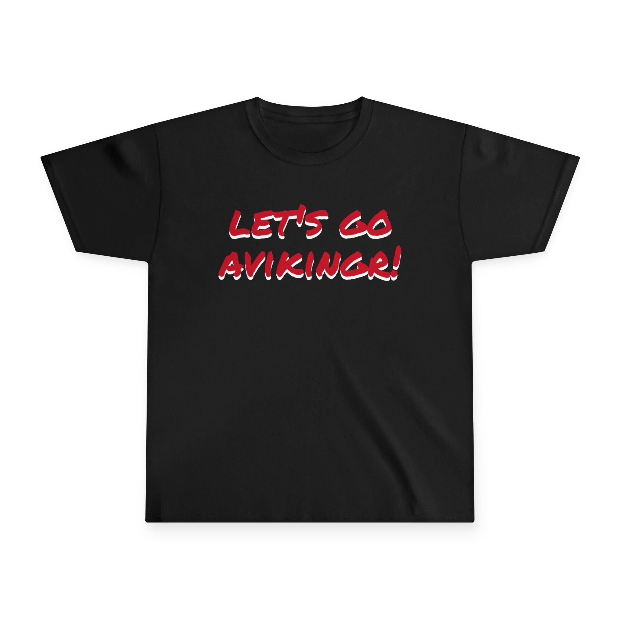 Youth Tee — "Let’s Go Avikingr!" Red Viking Shield Graphic
