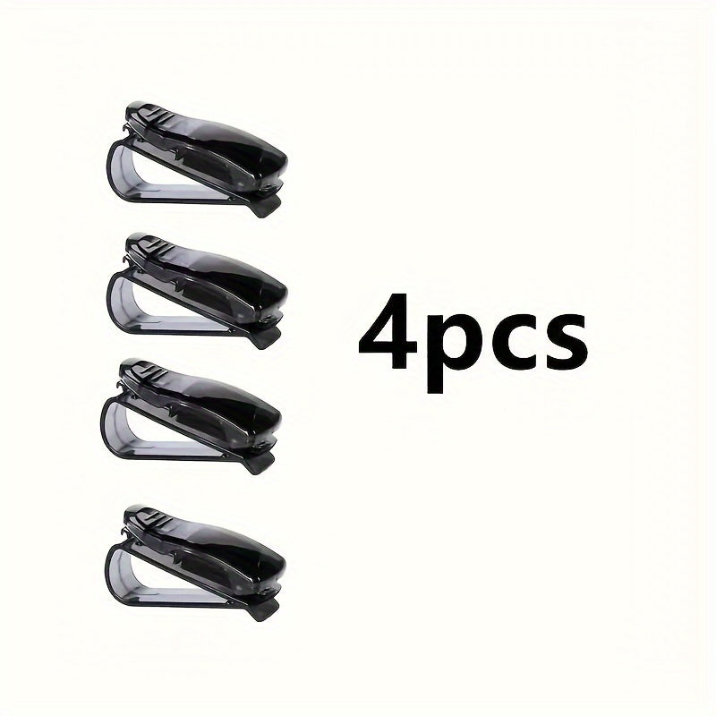 4-Pack Universal Multi-Functional Automotive Sun Louver Clip Suit, ABS Material Glasses Frame and Card Storage Box for Sun Visor Storage-Perfect for Car and Home Use!