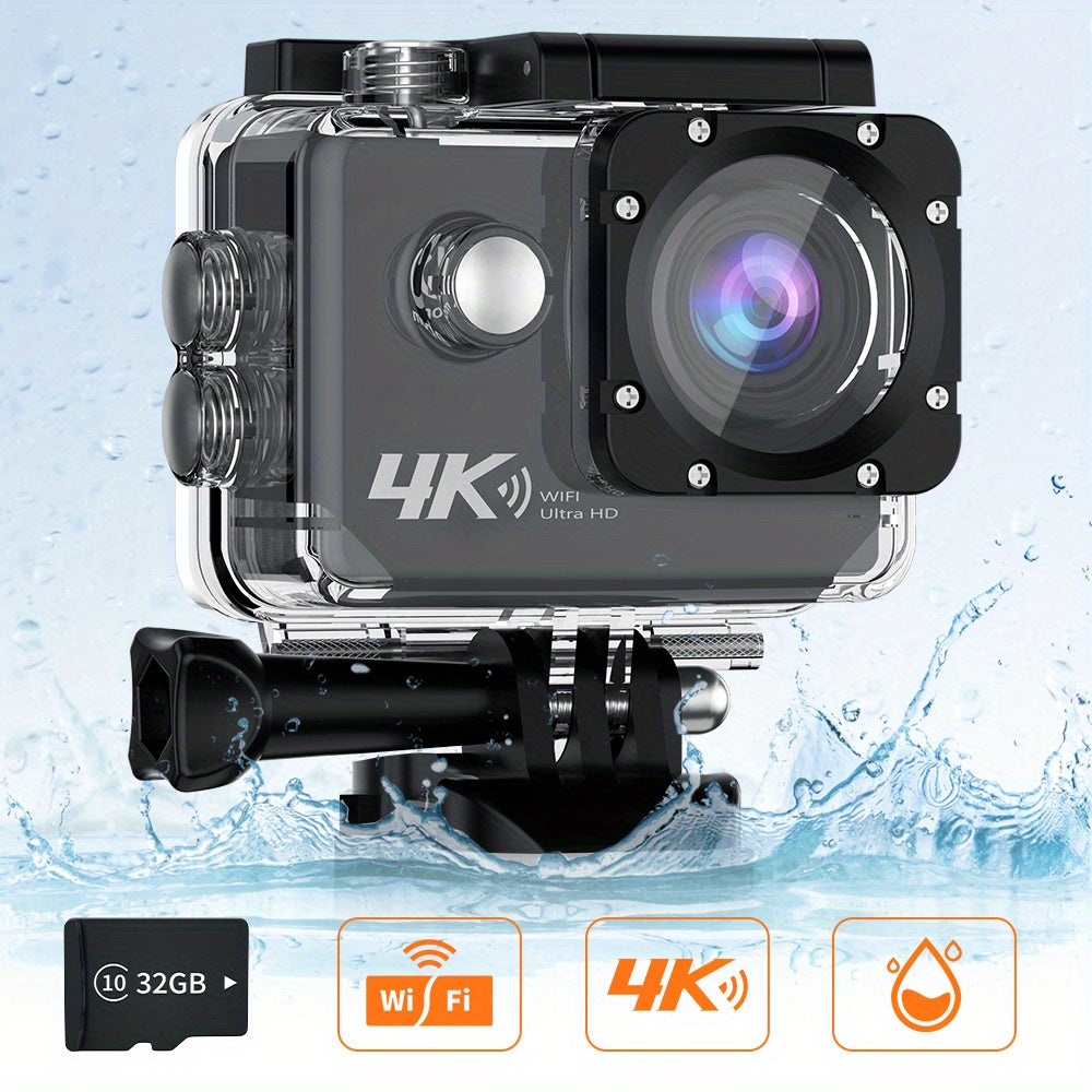 4K30FPS-action camera ultra high definition underwater camera, High Quality, outdoor sports camera with wifi send 32GB memory card