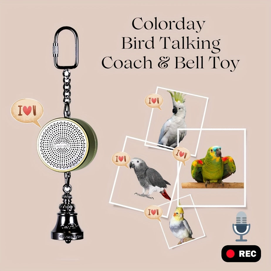 Bird Toys Parrot Talking Coach & Interactive Voice Bell for Parakeet, African Grey, Amazon Parrots, Quaker, Cockatiel, Conure