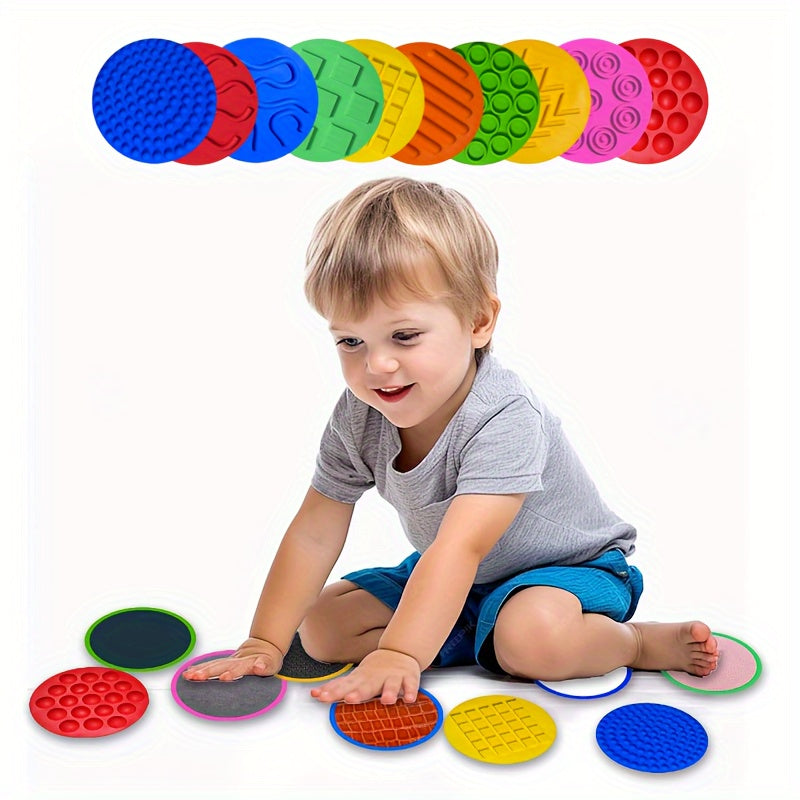 10pcs Silicone Sensory Floor Mats for Kids - Non-Toxic,
