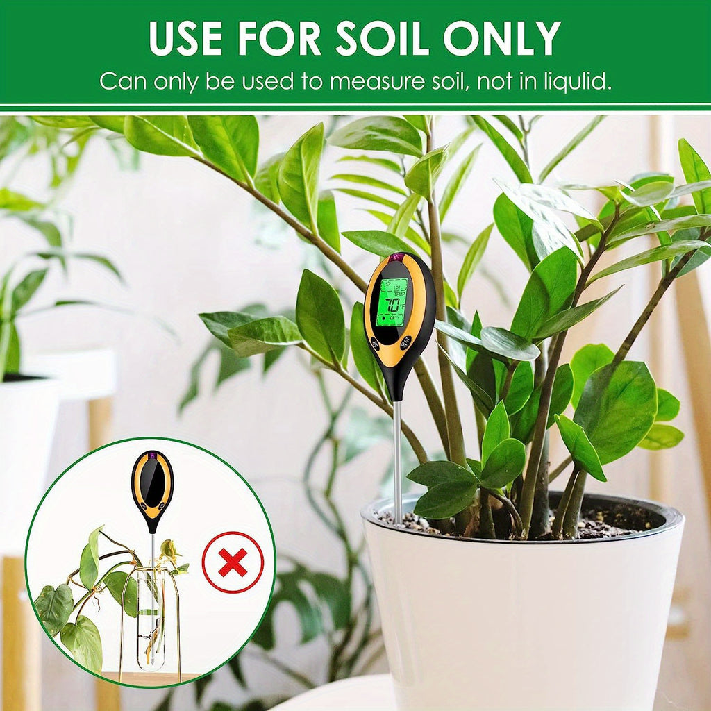1pc 4-in-1 Soil Detector Light Temperature Soil Moisture Meter PH Value Soil Tester, Plant & Soil Monitoring