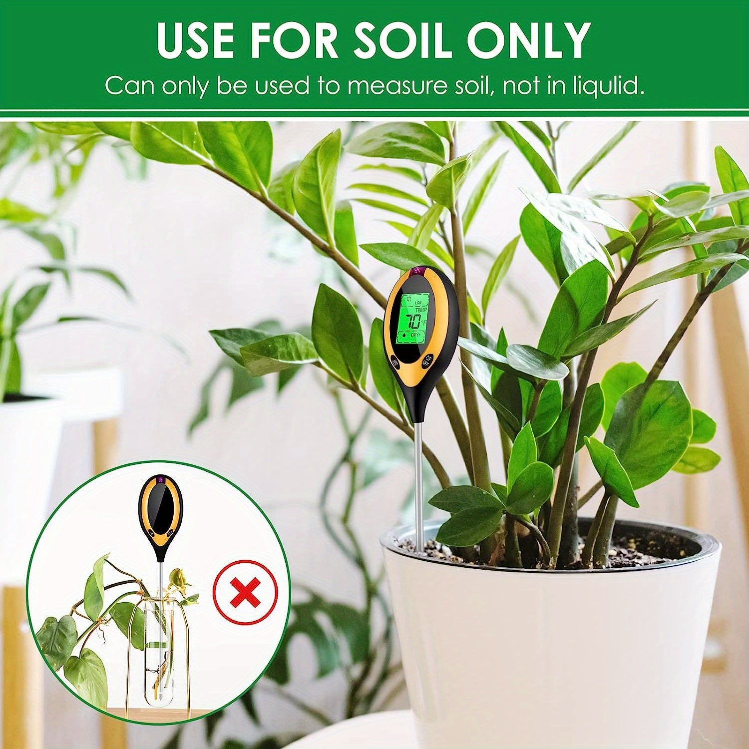1pc 4-in-1 Soil Detector Light Temperature Soil Moisture Meter PH Value Soil Tester, Plant & Soil Monitoring
