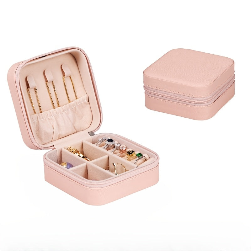 ZFOCEAN Portable Jewelry Organizer Box with Zipper Closure - Compact Travel Case
