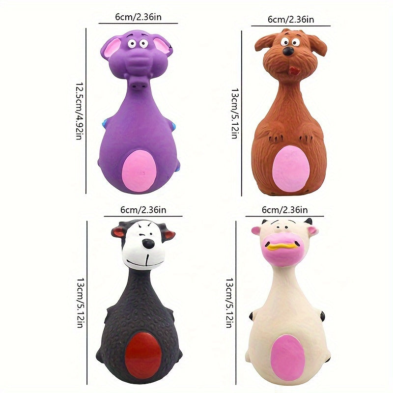 Chewy Dog Toy Set: 4 Playful Rubber Toys with Cartoon Designs for Your Pooch