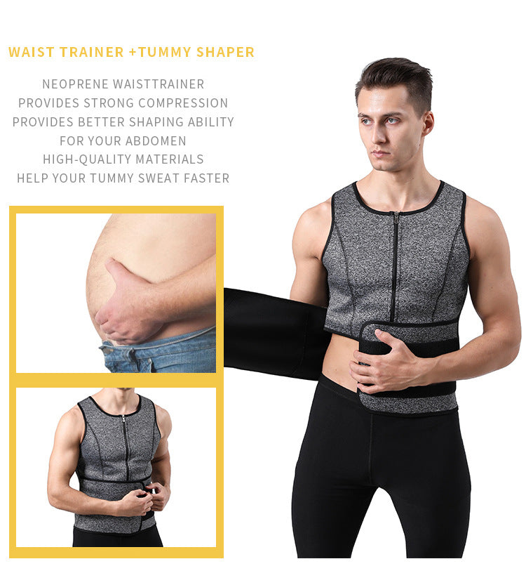 TKPARK Men's Adjustable Compression Tank Top & Waist Trainer - High-Elasticity Workout Shirt