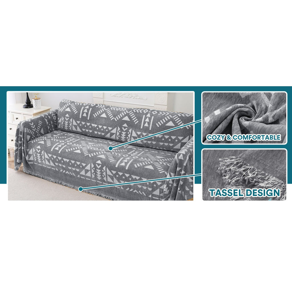 1pc Boho Chenille Couch Cover Sofa Covers for Dogs Gray Throw Couch Cover for Cushion Couch Sofa Slipcover Couch Covers for Sectional Couch Protector Cover PRINCEDECO