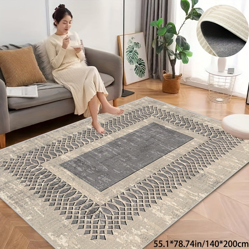 Area Rug Living Room Rugs: Large Machine Washable Non Slip Thin Carpet Soft Indoor Luxury Floral Distressed Carpets for Under Dining Table Farmhouse Bedroom  Home Office