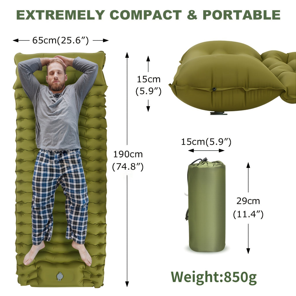 WESTTUNE Ultra-Comfort Camping Mattress - Thick, Lightweight Inflatable Sleeping Pad with Built-In Pillow & Pump for Hiking and Backpacking, WESTTUNE