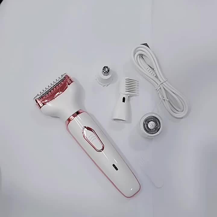 Electric Lady Shaver, Women Razors for Shaving Cordless 4-in-1 Shaver for Women Face, Legs and Underarm, Portable Bikini Trimmer Wet & Dry Hair Removal, Cordless - Micro USB Rechargeable