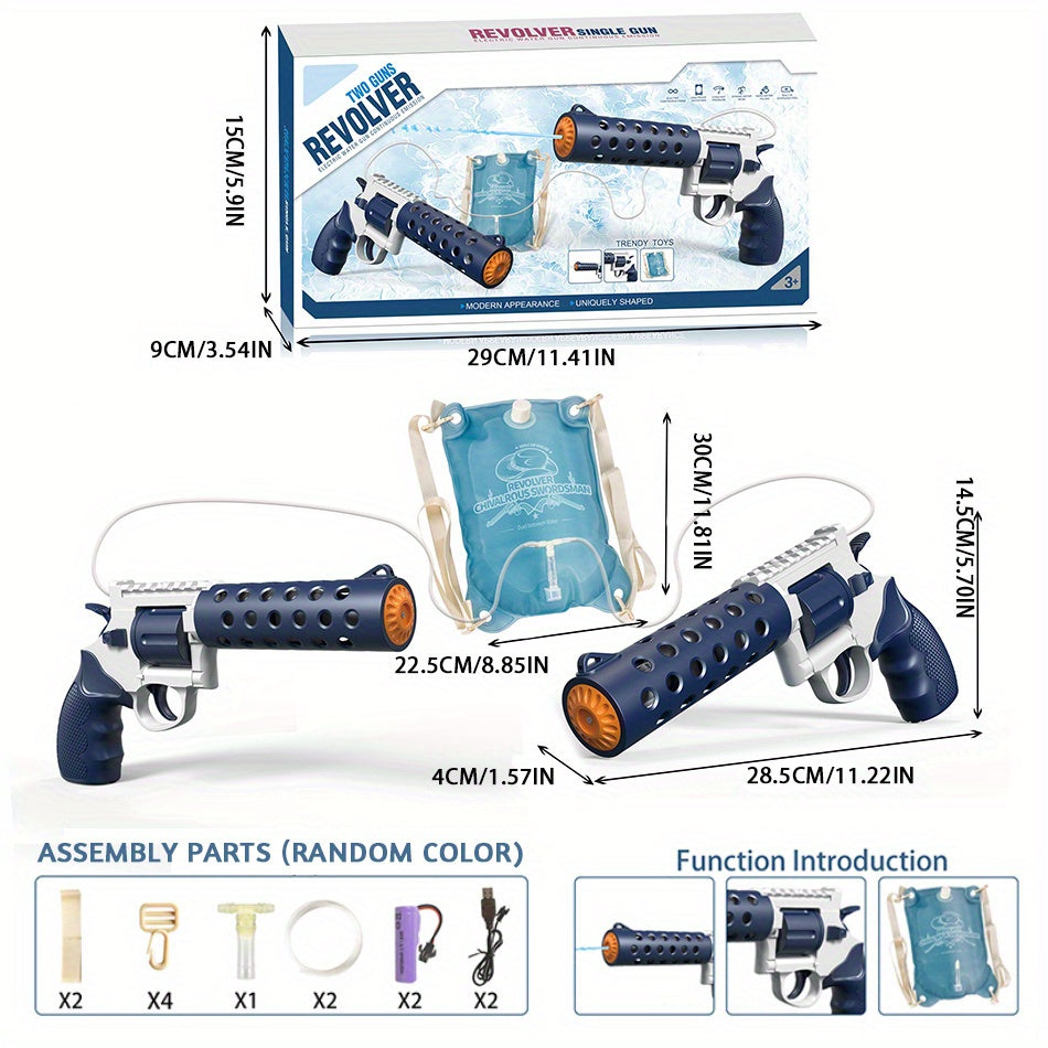 Revolver Electric Backpack Double Gun Can Continuously Shoot Summer Fall Pool Beach Park Family Friends Interactive Toys With Battery