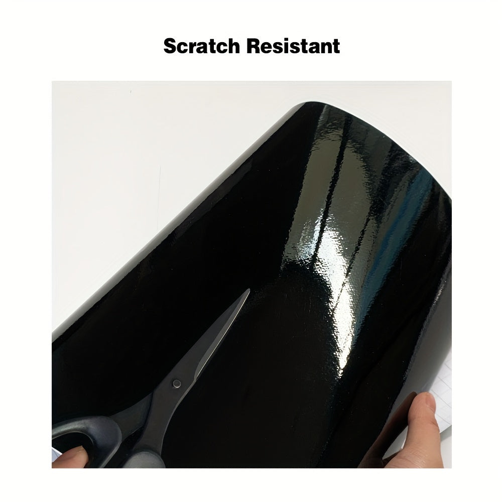 High Gloss Black Vinyl Car Wrap Roll with Free Squeegee, 19.69x78.74 inch PVC Film for Engine Hood & Motorcycle Paint Protection, Scratch-Resistant Automotive Vinyl Wrap for Various Models