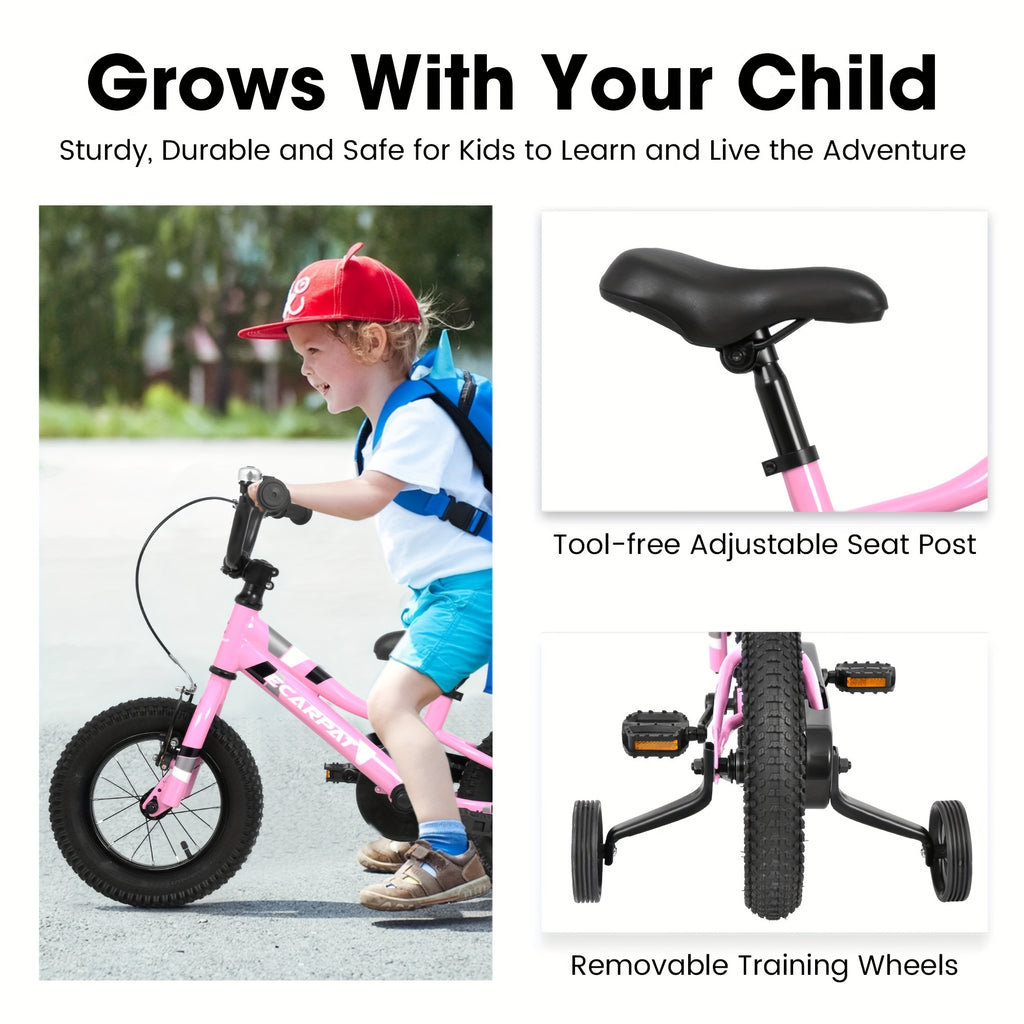 Ecarpat Kids' Bike 14/16 Inch Wheels, 1-Speed Boys Girls Child Bicycles For 3-5 Years, With Removable Training Wheels Baby Toys, Front V Brake, Rear Holding Brake