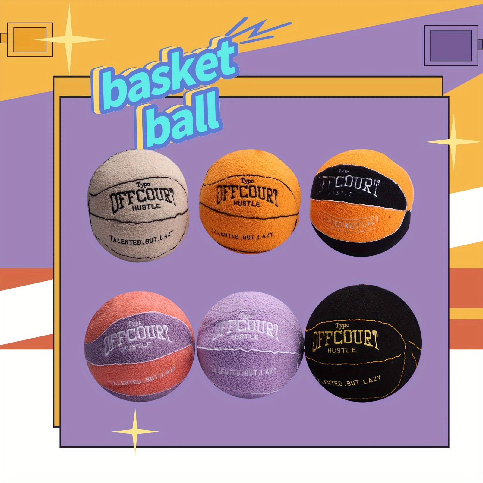 6 Styles Adorable Offcourt Basketball Pillow Soft Basketball Stuffed Toys Simulation Basketball Plush Toys Ball Plush Doll Cuddly Ball Pluishies Perfect Gift For Friends Soft Nap Pillow Throw Pillow